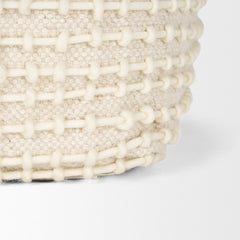 Pouffe, 16 Inch Square, Woven Wool with Cream Stitching