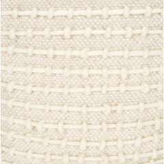 Pouffe, 16 Inch Square, Woven Wool with Cream Stitching
