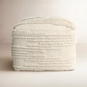 Pouffe, Cream Wool and Cotton with Removable Cover