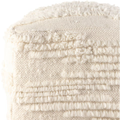 Pouffe, Cream Wool and Cotton with Removable Cover