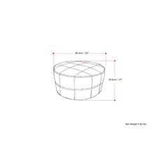 Pouffe, Round, Brown Genuine Buffalo Leather