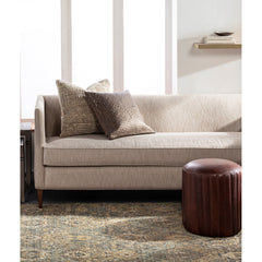 Pouffe, Round, Dark Brown Top Grain Leather