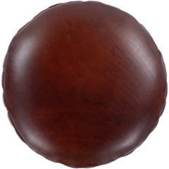 Pouffe, Round, Dark Brown Top Grain Leather