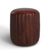 Pouffe, Round, Dark Brown Top Grain Leather