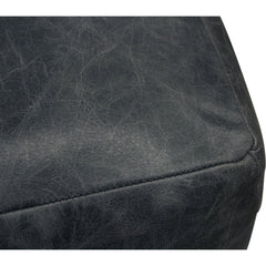 Pouffe with Genuine Leather Upholstery in Antique Black
