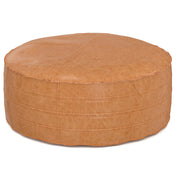 Pouffe with Round Shape and Faux Leather Upholstery