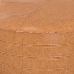 Pouffe with Round Shape and Faux Leather Upholstery