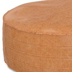 Pouffe with Round Shape and Faux Leather Upholstery