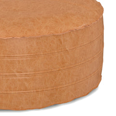 Pouffe with Round Shape and Faux Leather Upholstery