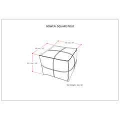 Pouffe with Square Shape in Black Genuine Leather