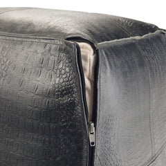 Pouffe with Square Shape in Black Genuine Leather