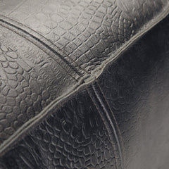 Pouffe with Square Shape in Black Genuine Leather