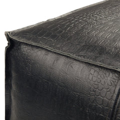 Pouffe with Square Shape in Black Genuine Leather