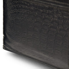 Pouffe with Square Shape in Black Genuine Leather