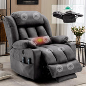 Power Lift Recliner with Heat and Massage, Gray Suede Fabric