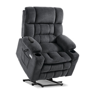 Power Lift Recliner with Massage and Heat, Dark Gray Linen Upholstery