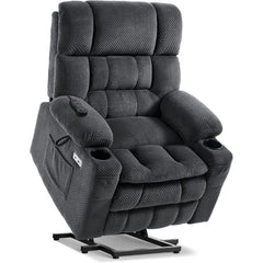 Power Lift Recliner with Massage and Heat, Dark Gray Linen Upholstery