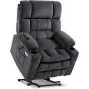Power Lift Recliner with Massage and Heat, Dark Gray Linen Upholstery
