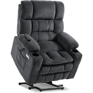 Power Lift Recliner with Massage and Heat, Dark Gray Linen Upholstery