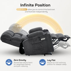 Power Lift Recliner with Massage and Heat, Dark Gray Linen Upholstery