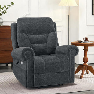 Power Lift Recliner with Massage and Heat, Gray Chenille Fabric
