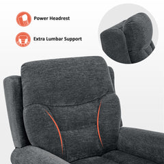 Power Lift Recliner with Massage and Heat, Gray Chenille Fabric