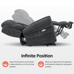 Power Lift Recliner with Massage and Heat, Gray Chenille Fabric