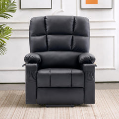 Power Lift Recliner with Massage and Heat in Black Faux Leather