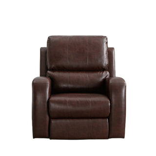 Power Recliner in Dark Brown Faux Leather with Black Metal Legs