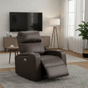 Power Recliner with Cup Holders in Espresso Faux Leather
