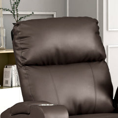 Power Recliner with Cup Holders in Espresso Faux Leather