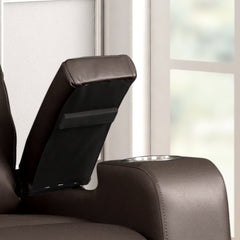 Power Recliner with Cup Holders in Espresso Faux Leather