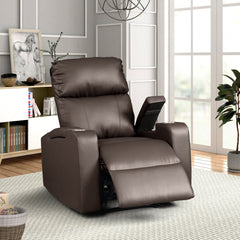 Power Recliner with Cup Holders in Espresso Faux Leather