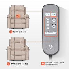 Power Recliner with Heat and Massage in Navy Faux Leather