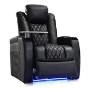 Power Recliner with Swivel and Rocking, Black Genuine Leather