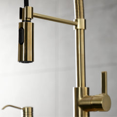 Pre-Rinse Kitchen Faucet, Continental, Single Handle in Brushed Brass