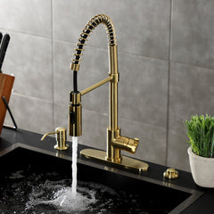 Pre-Rinse Kitchen Faucet, Continental, Single Handle in Brushed Brass