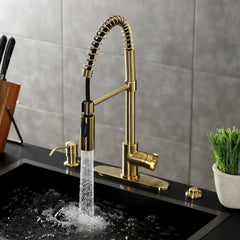Pre-Rinse Kitchen Faucet, Continental, Single Handle in Brushed Brass