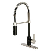 Pre-Rinse Kitchen Faucet, Continental, Single-Handle in Matte Black/Brushed Nickel