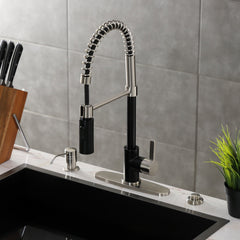 Pre-Rinse Kitchen Faucet, Continental, Single-Handle in Matte Black/Brushed Nickel