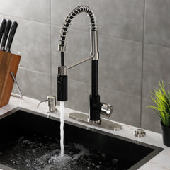 Pre-Rinse Kitchen Faucet, Continental, Single-Handle in Matte Black/Brushed Nickel