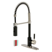 Pre-Rinse Kitchen Faucet, Kaiser, Single Handle in Matte Black and Brushed Nickel