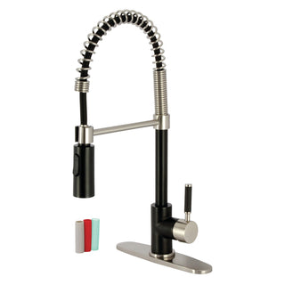 Pre-Rinse Kitchen Faucet, Kaiser, Single Handle in Matte Black and Brushed Nickel