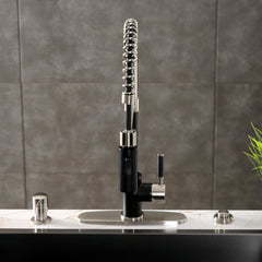 Pre-Rinse Kitchen Faucet, Kaiser, Single Handle in Matte Black and Brushed Nickel