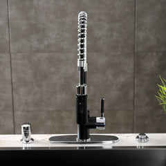 Pre-Rinse Kitchen Faucet, Kaiser, Single-Handle in Matte Black and Polished Chrome