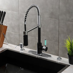 Pre-Rinse Kitchen Faucet, Kaiser, Single-Handle in Matte Black and Polished Chrome