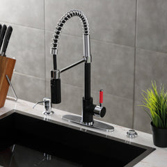 Pre-Rinse Kitchen Faucet, Kaiser, Single-Handle in Matte Black and Polished Chrome