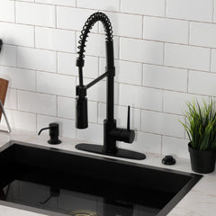 Pre-Rinse Kitchen Faucet, New York, Single Handle in Matte Black