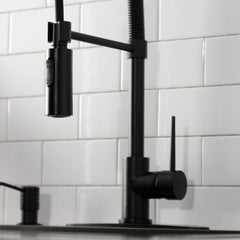 Pre-Rinse Kitchen Faucet, New York, Single Handle in Matte Black