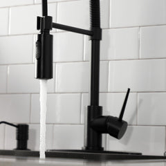 Pre-Rinse Kitchen Faucet, New York, Single Handle in Matte Black